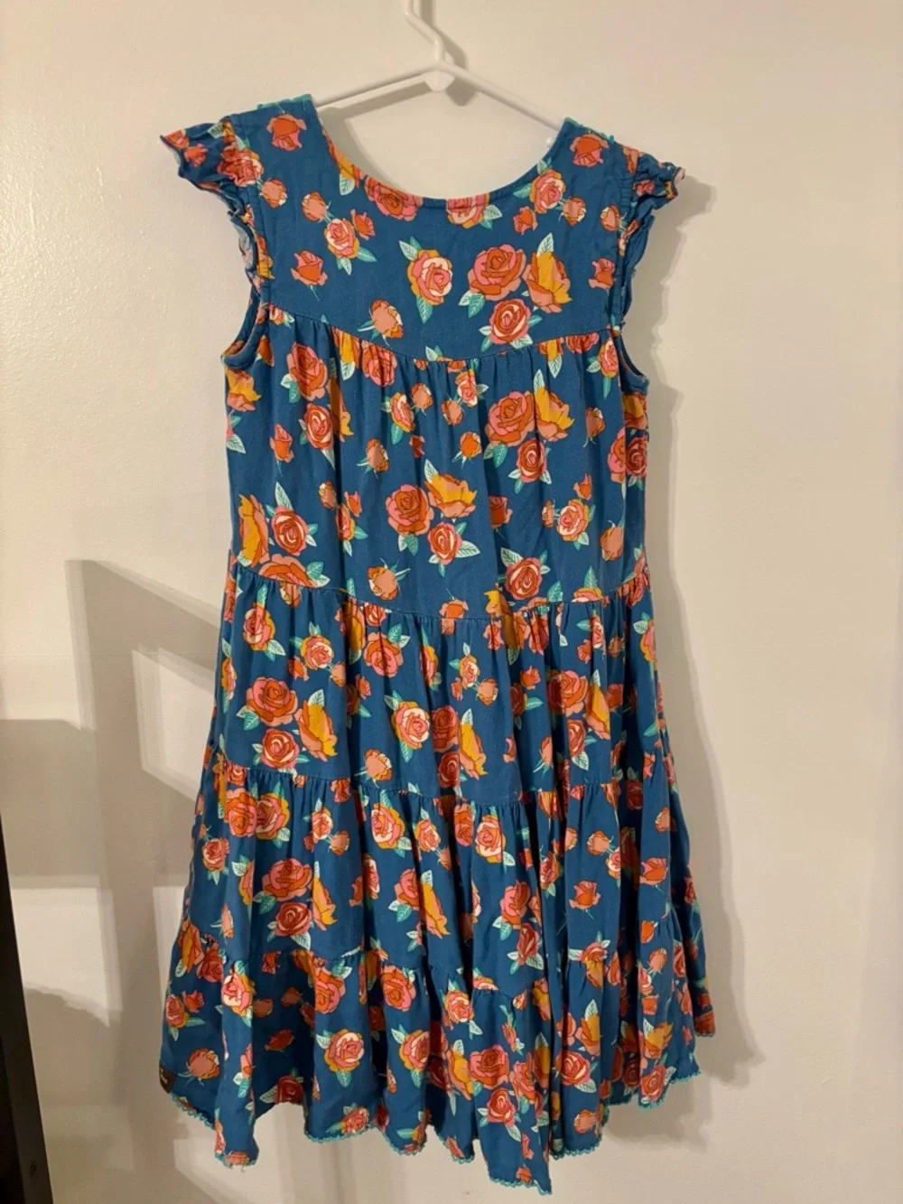 Matilda Jane Blue Floral Tiered Dress with Mint Yoke - Picture 2 of 4